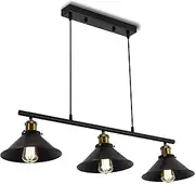 Timi Home 3 Lights Industrial Pendant Light, Vintage Chandelier Fixture with Matte Lamp Shade, Adjustable Rise and Fall Retro Lighting Ceiling Light for Kitchen Island Diningroom Table Billiard Table