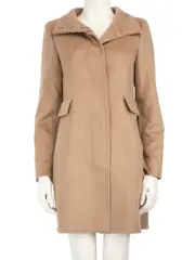 Beige Single Breasted Wool Coat