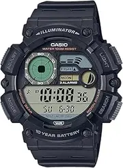 [Casio] DIGITAL MULTI WINDOW FISH, MOON, ALARM,S/W,100M 10YR BATT, BLACK RESIN BAND