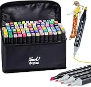 oolong 80 Colors Alcohol-Based Dual Tip Art Markers Set with Organizing Case, Professional Sketch Markers for Kids & Adults, Permanent Ink for Drawing, Calligraphy, Manga, DIY Crafts