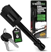 Rhino USA Locking Trailer Hitch Pin - Black 5/8" Stainless Tow Receiver Lock - Fits All Class III & Class IV Hitches - Patent Pending 2019 on All Rhino USA Products!