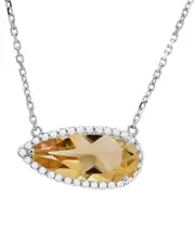 14K 2.19 ct. tw. Diamond & Citrine Necklace