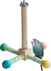 Rotating Bird Perch, Paw Grinding Pole, Interactive Parrot Stand, Natural Wood Climbing Branch, Stable &, (Budgies, Parakeets, Cockatiels), 7.09x7.09x5.91 inches