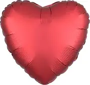 Anagram Satin Luxe Standard HX Heart Shape S15 Foil Balloon, Sangria, 45 cm Size