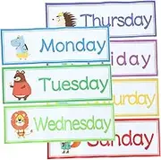 ARTIBETTER Educational Wall Stickers Classroom Organisation Decals 7 Days of Week Stickers for Boys and Girls Removable Wall Decals for Kindergarten
