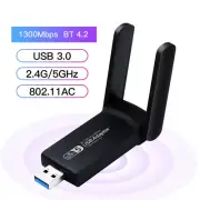 AC1300 USB Adapter Dual Band 2.4G/5Ghz Dongle WiFi Bluetooth Card for Desktop PC