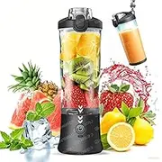 600ml Portable Blender, 240W High Speed Mini Personal Blender, USB Rechargeable Blender & Smoothie Maker for Smoothies and Shakes, Outdoor Travel Family and Sports Bottles Black