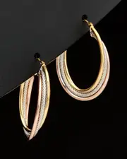 14K Italian Tri-Tone Gold Overlapping Triple Hoops