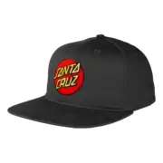Santa Cruz Classic Dot Patch Flat Peak Snapback Cap Mens in Black - Size OSFA