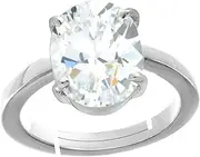 [APSSTONE] 13.25 Carat Natural Quality Rashi Ratna Astrological White Zircon Stone Silver Adjustable Ring for Men and Women AA+ Quality By Lab - Certified, Silver Plated, Cubic Zirconia