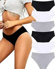 [ALL OF SHE] Women's Cotton Underwear Soft Hipster Breathable Briefs Multipack 6 S-XL, Black*2+White*2+Grey*2, Small
