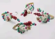 Mackenzie Childs Granny Kitsch Holiday Beaded Set 4 New Napkin Rings