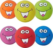 Coricorsu Squeaky Dog Toys Chewing Durable Teething Latex Rubber Soft Interactive Fetch Play Dog Balls with Funny Smile Face for Puppy Small Medium Pet Dog (6PCS)
