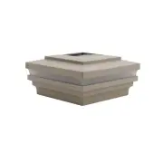 3.625" Sq. Cape May Halo Solar LED Lighted Vinyl Post Cap - Khaki
