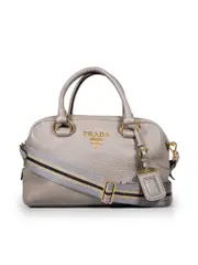 Taupe Leather Bauletto Vitello Phenix Bag