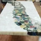 White Agate Geode Dining Tabletop Center Tabletop stone Kitchen Countertop