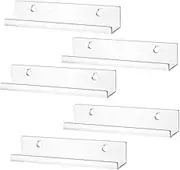 VALICLUD 5 Sets Clear Acrylic Album Record Holder Display Shelf Wall Mount Kids Bookshelf Floating Wall Shelves for Bedroom Living Room Kitchen Bathroom