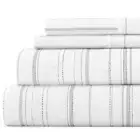 Premium 4 Piece Gray Weathered Stripe Flannel King Sheet Set