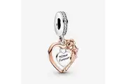Pandora Heart & Rose Flower Dangle Charm