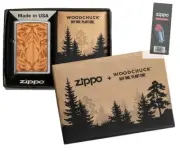Zippo 49707 Woodchuck Tiger Face Cherry Wood Buy 1 Plant 1 Lighter + FLINT PACK