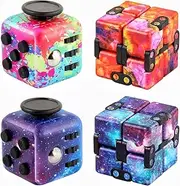 4 Pack Fidget Cube Fidget Toy, Infinity Cube Stress and Anxiety Relief Mini Toys, Galaxy Fidget Cube Relaxing Hand-Held for Adults Killing Time for ADD/ADHD/OCD