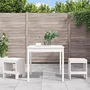 3 Piece White Bistro Set Solid Wood Pine - Outdoor Table, Chairs, Garden Furniture, Small Patio, Balcony Furniture Set