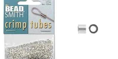 Crimp, Silver Plated 1.5x1.5mm Crimp Tubes Crimping Beads 1/2 OZ (Approx 800)