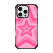 iPhone 16 Pro Ultra Impact Case MagSafe Compatible Pink Star Starburst 70s Retro Pattern