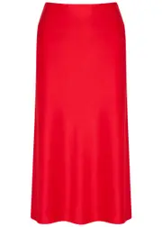Alice + Olivia Maeve Satin Midi Skirt - Red - 8 (UK12 / M) 8 (UK12 / M)