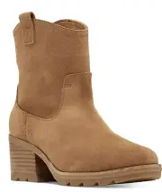 SOREL Womens Brown Pull Tabs Cate Round Toe Leather Western Boot 8.5 NEW