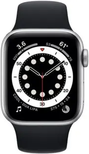 Apple Watch Series 6 - 32GB - GPS - 44mm - Silver - Aluminum - Black - Sport Band - Rubber - Refurbished (Good Condition)