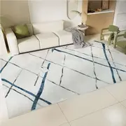 1 x Artiss White and Blue Geometric Lines Washable Rug