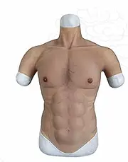 Male Chest Silicone Muscle Suit Realistic Mens Silicone Chest Male Fake Muscle Belly for Cosplay Transgender,Caucasian