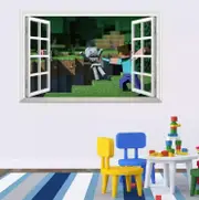 3D Gaming Wall Art Stickers MINE Home Decor Decals PVC Kids Room Game Poster H