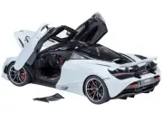 McLaren 720S Silica White with Black Top and Carbon Accents 1/18 Model Car