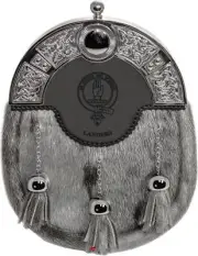 Landers Dress Sporran 3 Tassels Studded Celtic Arch Scottish Clan Crest