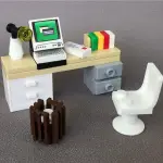 MOC OFFICE DESK 辦公桌 飲水機 兼容樂高小顆粒積木建築職場模型