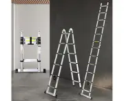 Traderight Folding Multi Purpose Ladder 12 Step Extension Ladder Aluminium