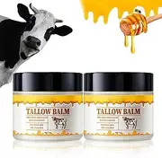 Beef Tallow and Honey Balm for Skin: Premium Tallow Honey Skin Balm (2 oz) - Grass-Fed Beef Tallow & Raw Wild Honey Blend - All-Natural Moisturizer for Face & Body, Tallow Balm for Skin Hydration (2)