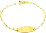 [Monde Petit] Mondepetit Girls' Bracelet Yellow Gold 9 Carat Personalised Anchor Shine 14 cm - Gift Box, Yellow Gold