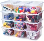 Clear Stackable Plastic Storage Bins with Lids,Stackable Containers,Toy Storage