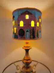 Table lamp, unique lamp shades, painted lampshade, handmade home lamp.