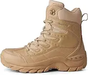 [CLSQLXYJZC] Men's Desert Tactical Boots, High-top Outdoor Durable Rubber Cushioning Outsole Tactical Shoes, for Hiking Comfort Breathable Side Zipper Military Boots