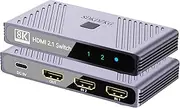 HDMI Switch 8K@60HZ, HDMI Switcher 2 in 1 Out 4K@120Hz, High Speed 48Gbps Aluminum Splitter, Supports HDR10、3D, Compatible with Xbox PS5 Projectors Monitors Roku Blu-Ray Player HDTV