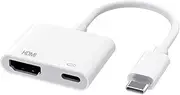 4K USB C Type-C to HDMI Adapter with Charging HD Video Audio Sync Screen Converter AV Adapter for iPhone 16/15 Series iPad MacBook, More USB-C Phones Tablet Laptop etc