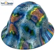 Snakeskin Tie Dye Hydro Dipped Full Brim Hard Hat with Ratchet Suspension