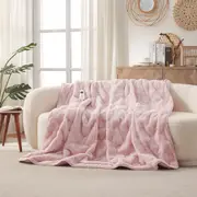 Dreamaker Basketweave Faux Fur Heated Throw Blush Pink - 180x200cm