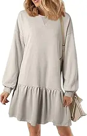 [Generic] Fall Dresses for Women Womens 2025 Ladies Long Sleeve Casual Crewneck Sweatshirt Pullovers Dress