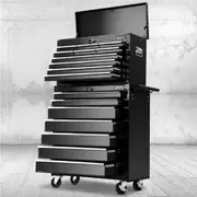 17 Drawer Giantz Tool Cabinet Chest Trolley Toolbox Storage Black