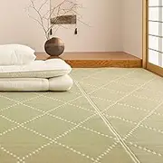 Hagiwara Wipable Grass Style Carpet Lining Mondo Green Edoma 6 Tatami Mat Approx. 103.2 x 139.8 inches (261 x 352 cm) Overlay, Plaid Pattern, Pastel Color, Children's Room, Pet